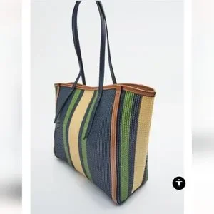 ZARA【NEW】STRIPED FABRIC TOTE BAG Zara Striped Tote Bag | eBay